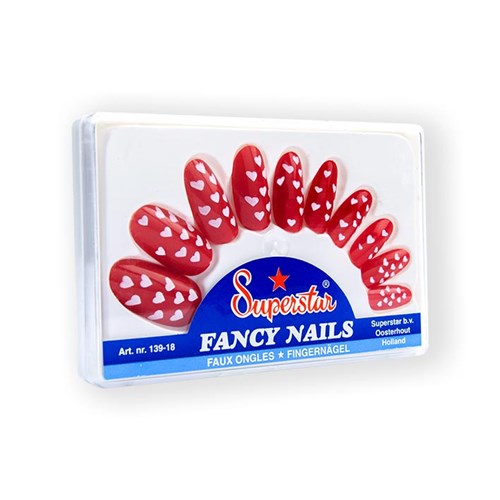Kunstnagels superstar rood + hartjes