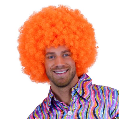 Oranje Super Afro Pruik
