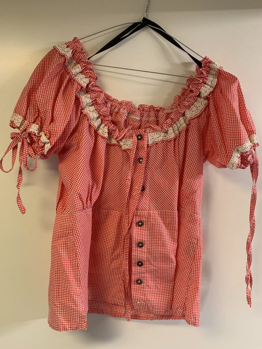 Oktoberfest blouse rood/wit dames