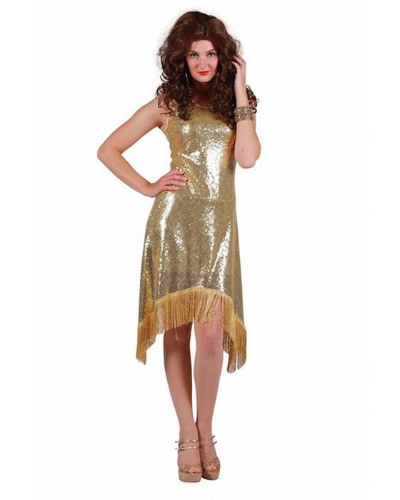 Glitterjurk Charleston in Goud, Zwart of Zilver