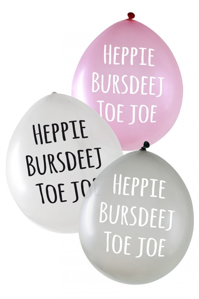 Ballonnen Heppie Bursdeej Toe Joe Metallic / Verjaardag Ballon - Scattando Webshop