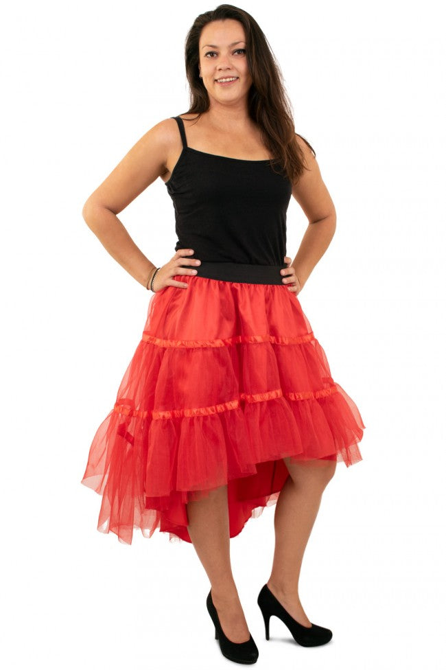 Petticoat schuin aflopend rood dames one size