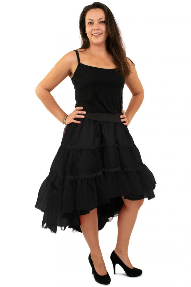 Petticoat schuin aflopend zwart dames one size