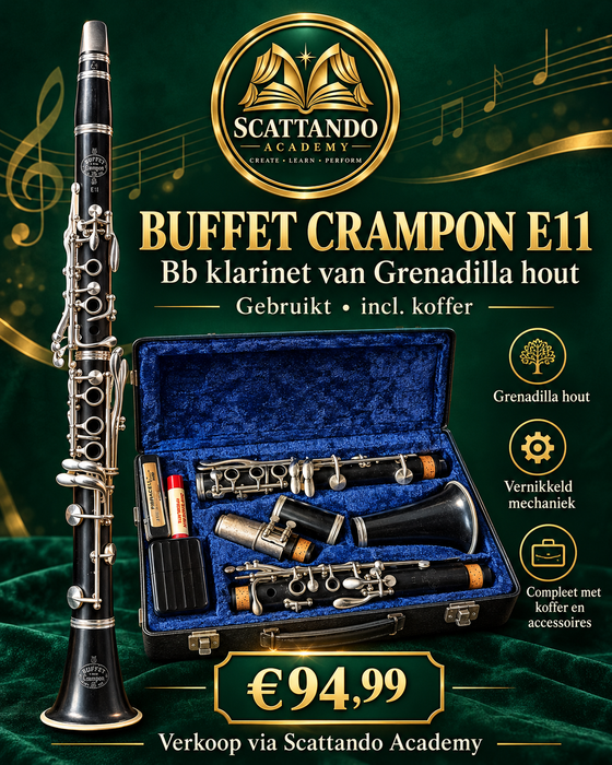 Buffet Crampon E11 Bb klarinet – Grenadilla hout – gebruikt incl. koffer