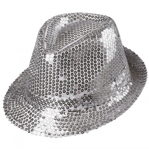 Pailletten hoed zilver - Scattando Verkleedhuis