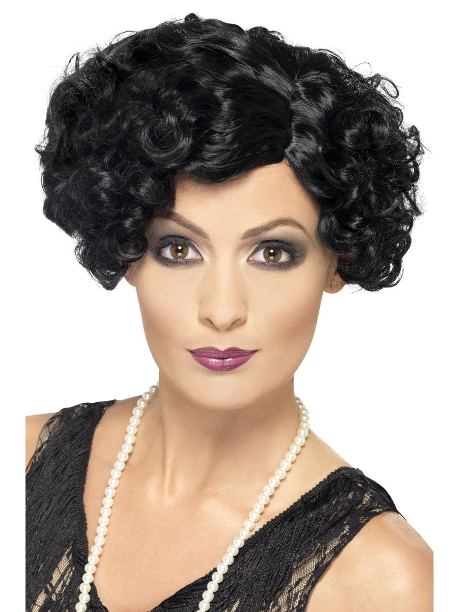 Flirty Flapper 20's Pruik Wig Zwart