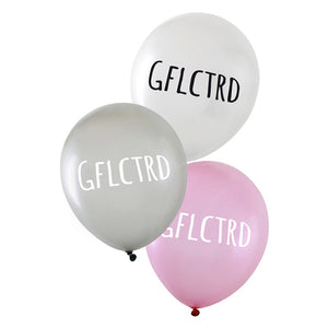 Helium Ballon Gflctrd metallic zilver wit roze / Verjaardag Ballon