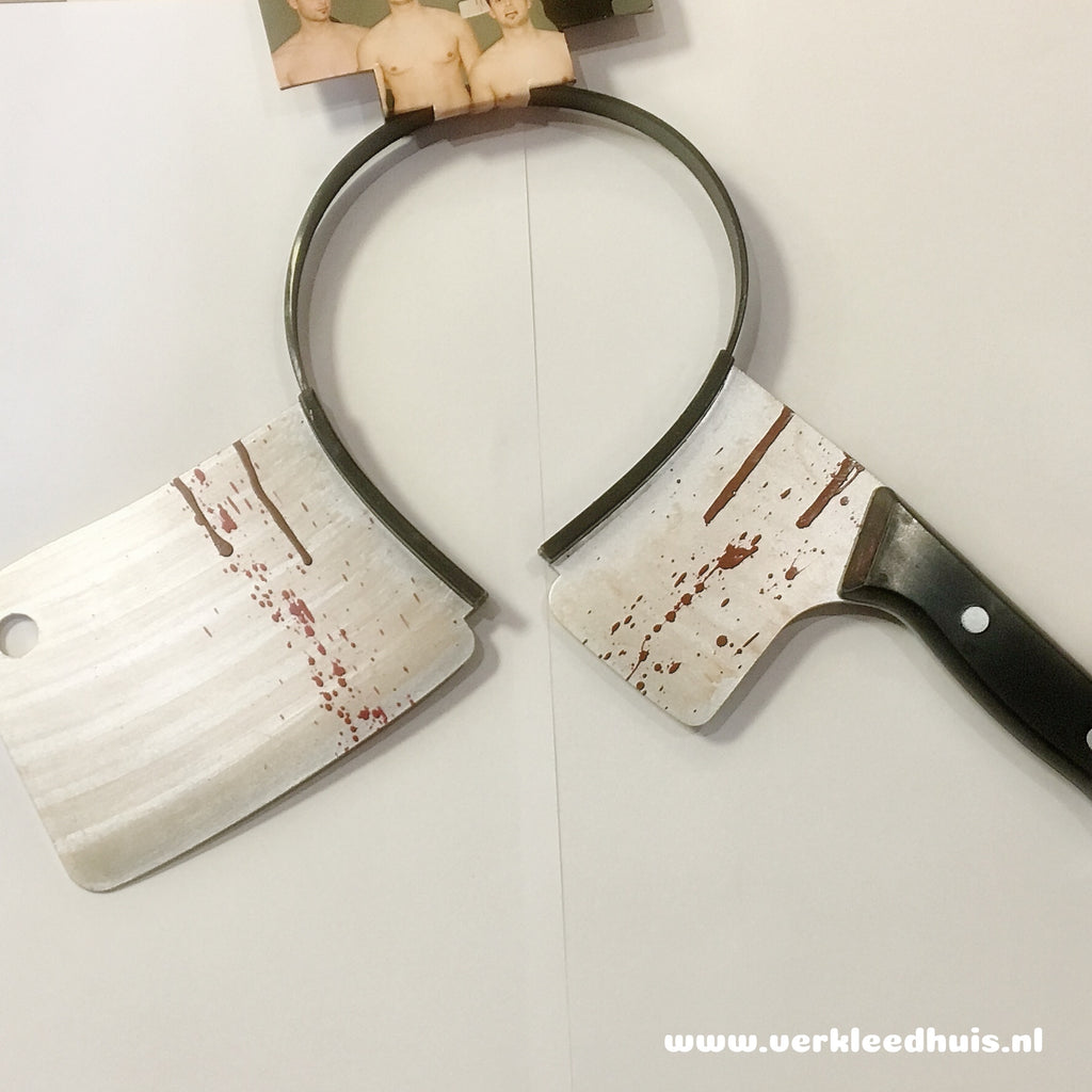 Bloody Butcher Knive / Bloedig slagersmes door je hoofd - Scattando Webshop
