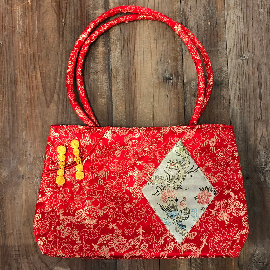 Chineze handtas rood 21x33cm - Scattando Verkleedhuis