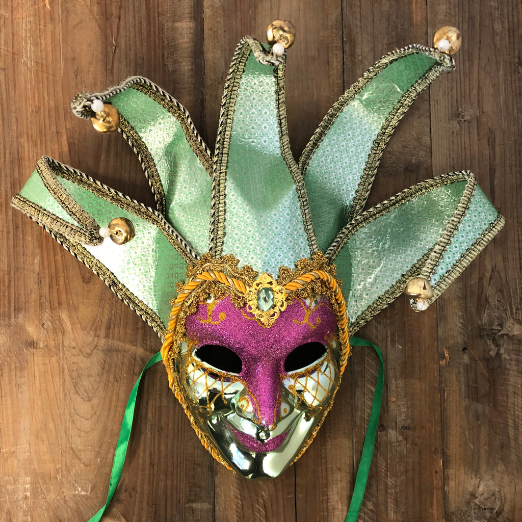 Venetiaans Masker Groot Groen - Scattando Verkleedhuis