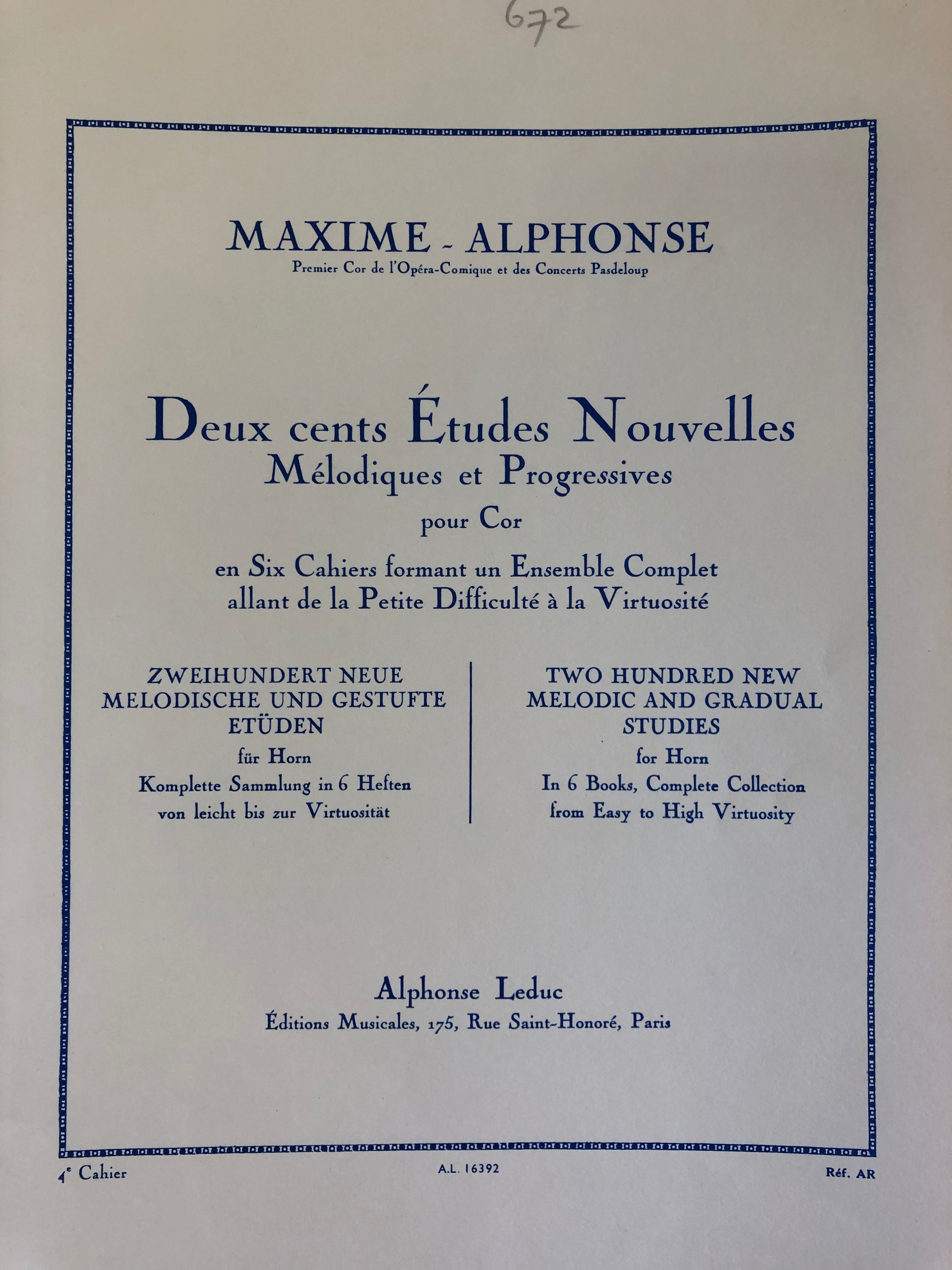 200 Etudes Nouvelles Mélodiques et Progressives, Maxim Alphonse, Horn, deel 4 - Scattando Verkleedhuis