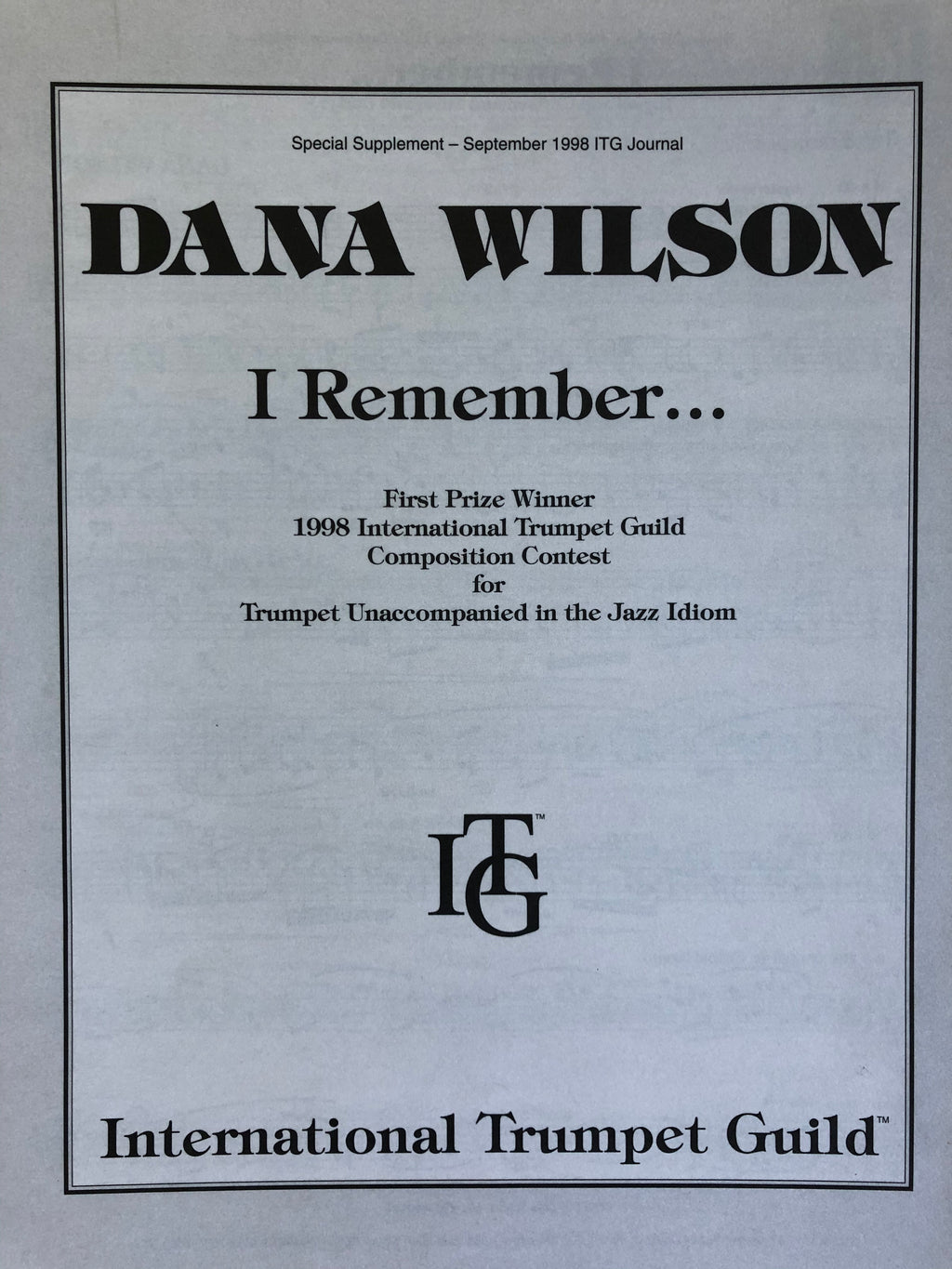 I Remember, Dana Wilson, Trompet - Scattando Verkleedhuis