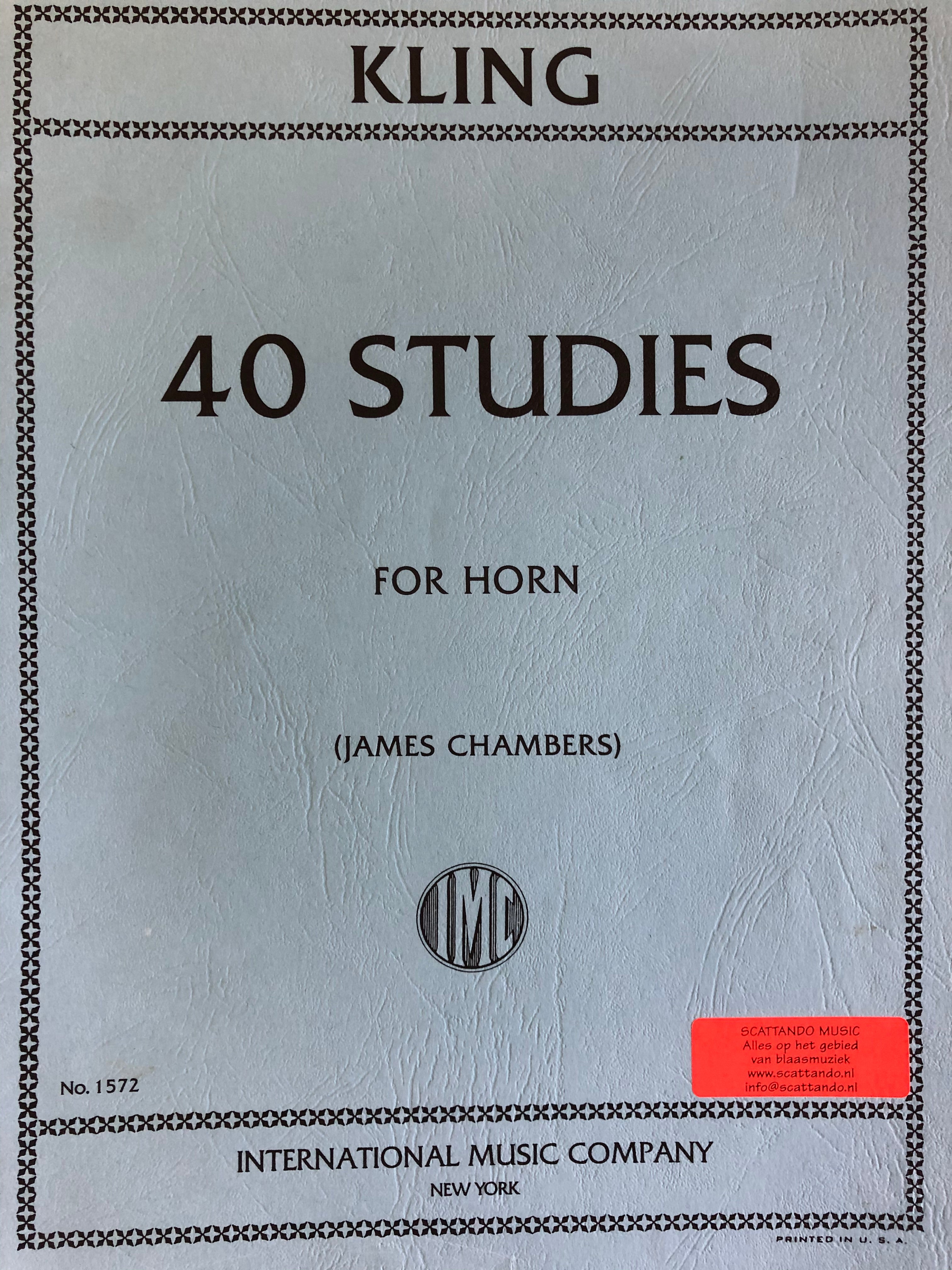 40 Studies for horn, Kling - Scattando Verkleedhuis