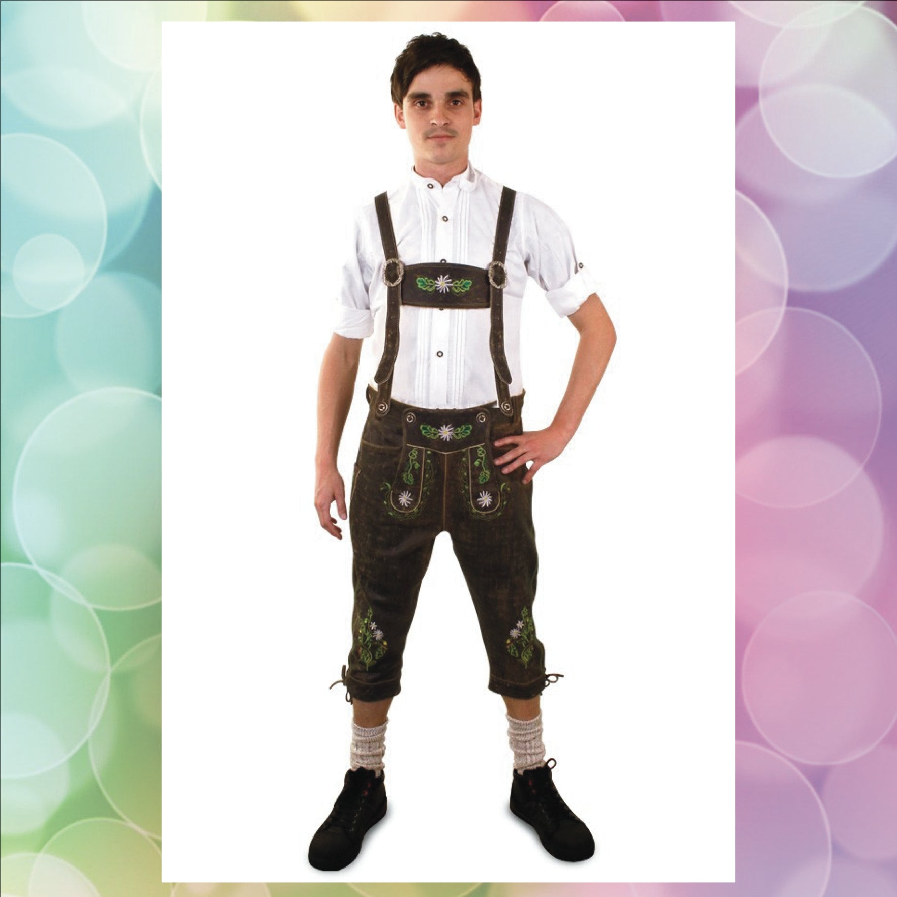 Lederhosen Deluxe / Lederhose met groen borduursel | Huur - Scattando Verkleedhuis