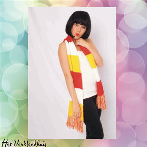 Sjaal gebreid rood/wit/geel 180 cm - Scattando Verkleedhuis