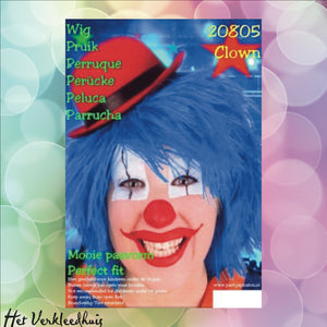 Clownspruik Blauw - Scattando Verkleedhuis