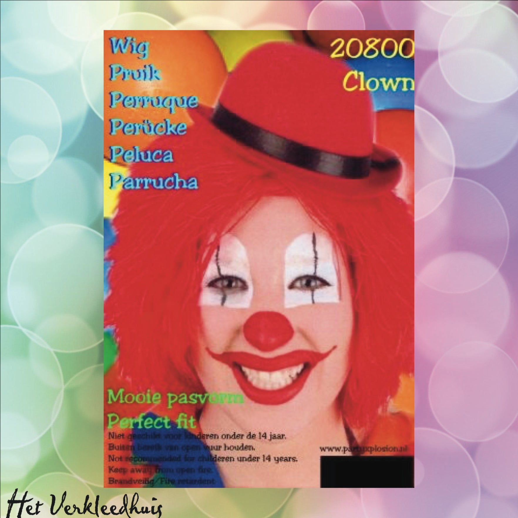 Clownspruik Rood - Scattando Verkleedhuis