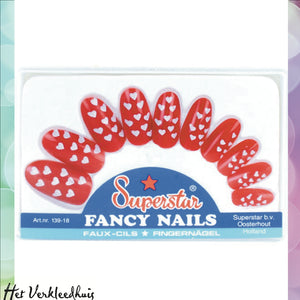 Nagels superstar rood + hartjes - Scattando Verkleedhuis