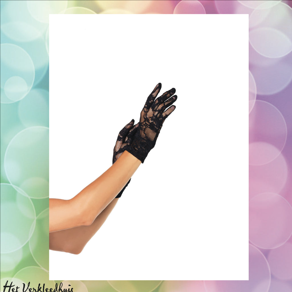 Wrist length stretch gloves Black - Scattando Verkleedhuis