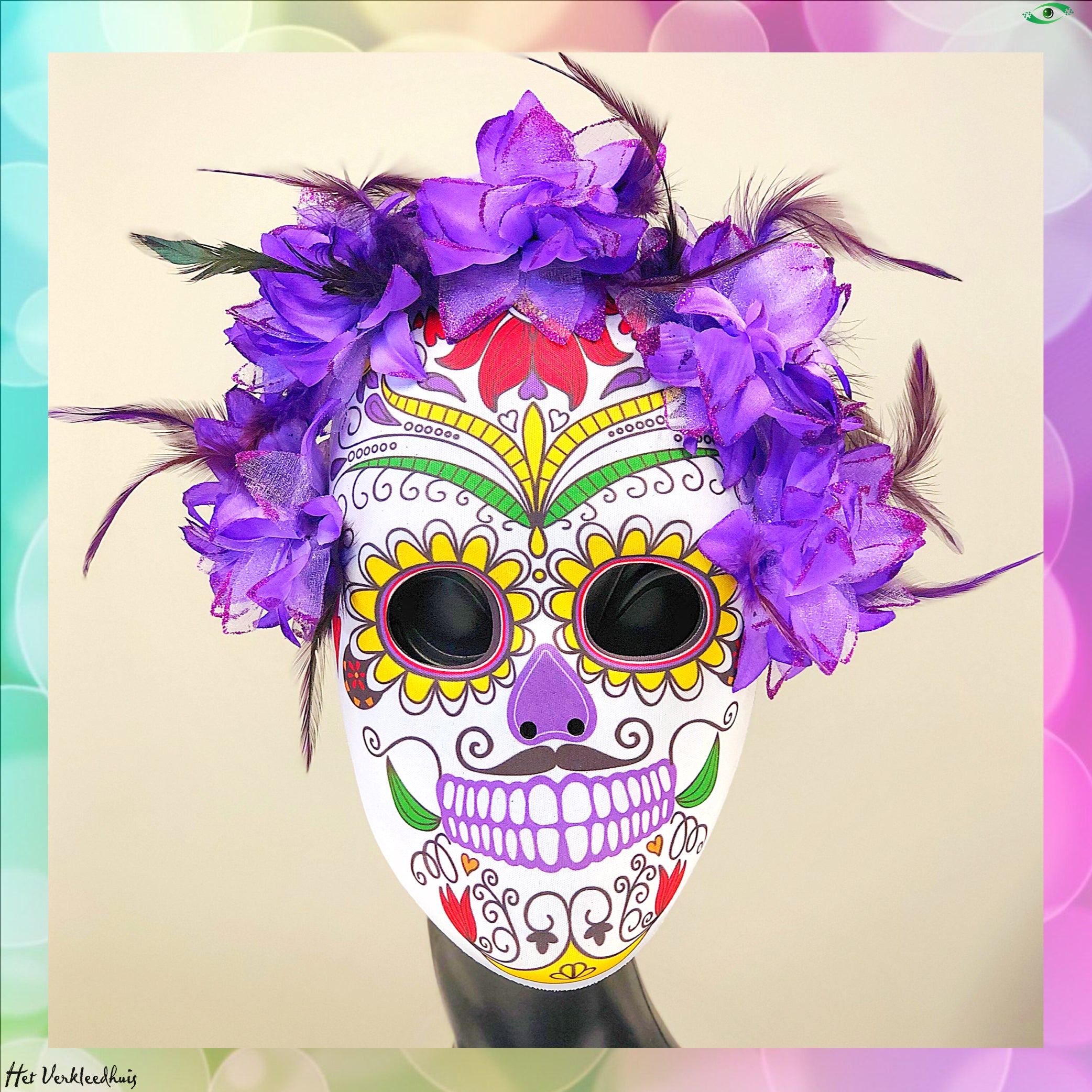 Masker Day of The Dead Paars - Scattando Verkleedhuis