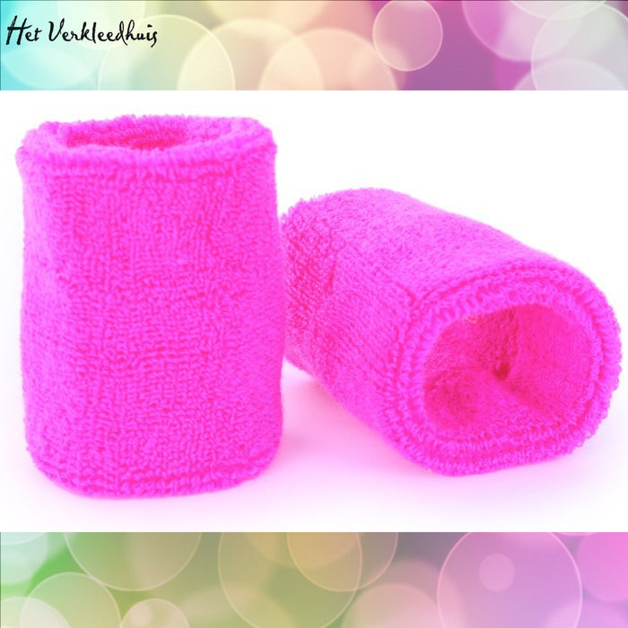 Pols / Zweet bandjes fluor roze - Scattando Verkleedhuis