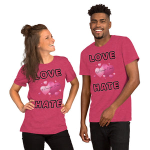 Love is stronger than hate Short-Sleeve Unisex T-Shirt, gratis verzending - Scattando Verkleedhuis