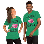 Love is stronger than hate Short-Sleeve Unisex T-Shirt, gratis verzending - Scattando Verkleedhuis