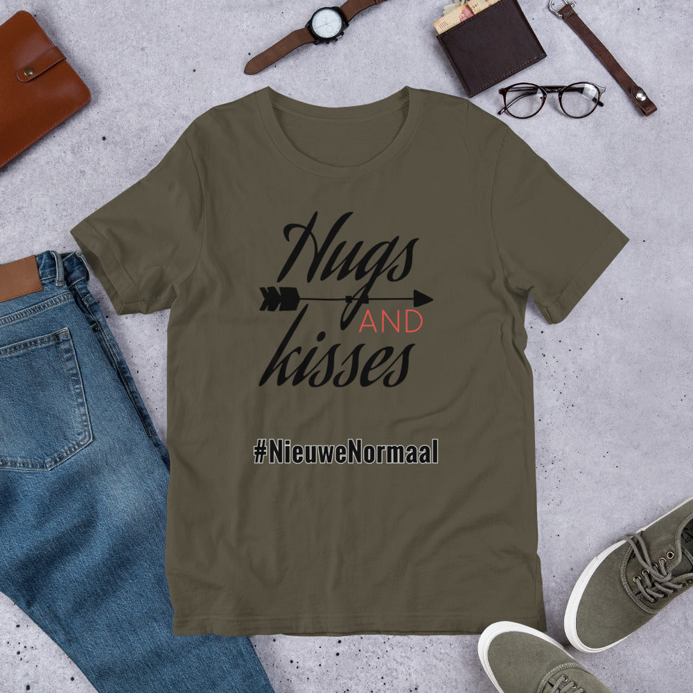 Nieuwe Normaal Unisex T-Shirt Hugs and kisses, gratis verzending - Scattando Verkleedhuis