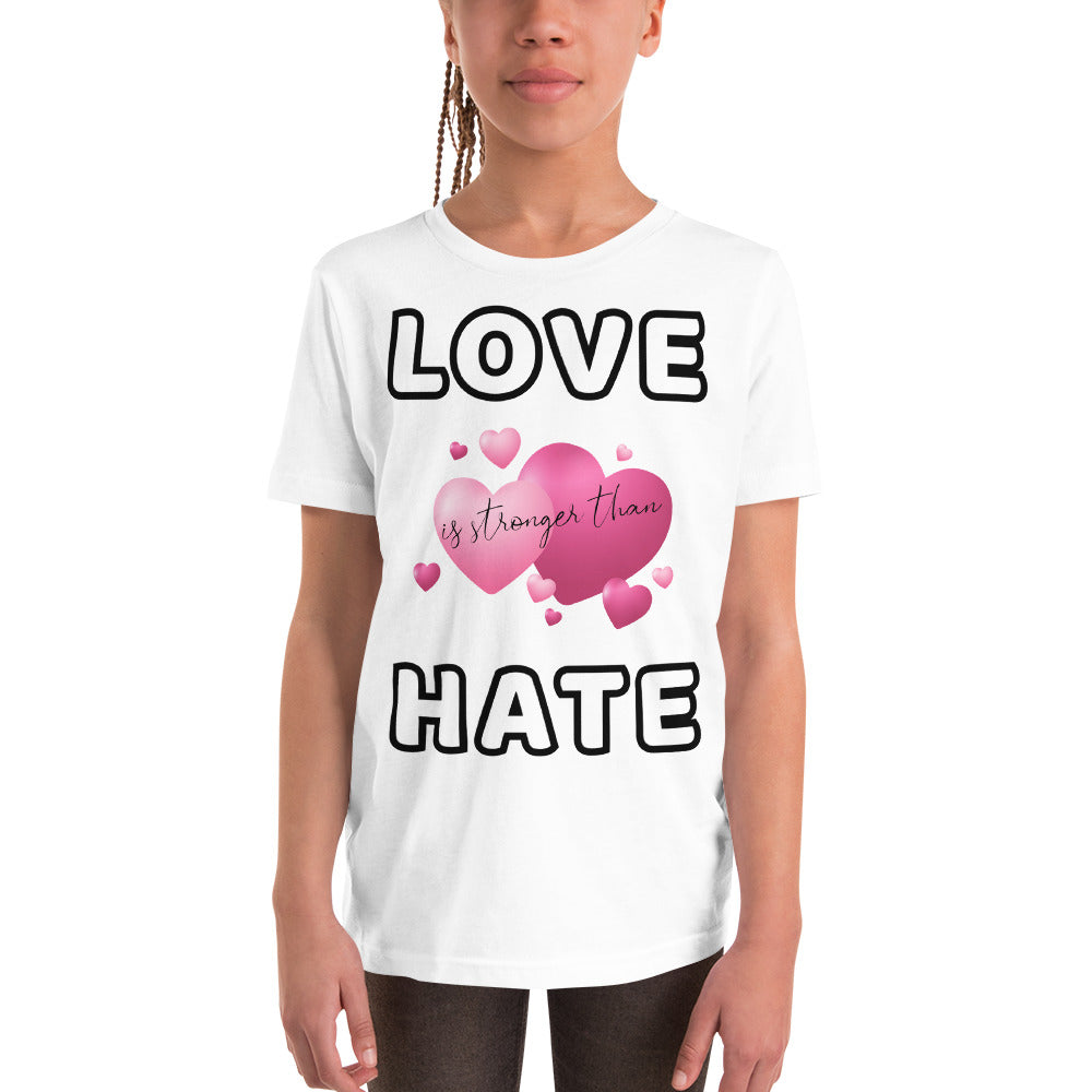 Love is stronger than Hate Youth Short Sleeve T-Shir - Scattando Verkleedhuis