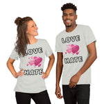 Love is stronger than hate Short-Sleeve Unisex T-Shirt, gratis verzending - Scattando Verkleedhuis