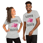 Love is stronger than hate Short-Sleeve Unisex T-Shirt, gratis verzending - Scattando Verkleedhuis